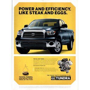 2008 Toyota Tundra Supercab Vintage Print Ad Engine Block Man Cave Wall Art